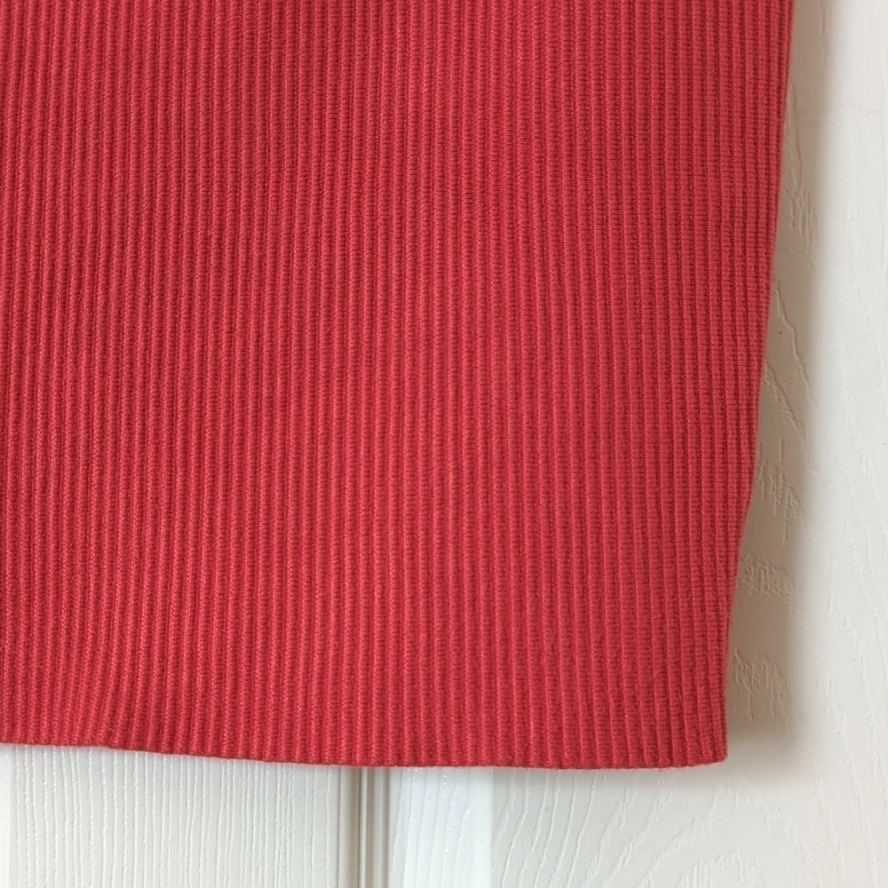 House Of Harlow 1960 Ribbed Knit One Shoulder Cropped Tank Top Coral Red Medium - Picture 7 of 9
